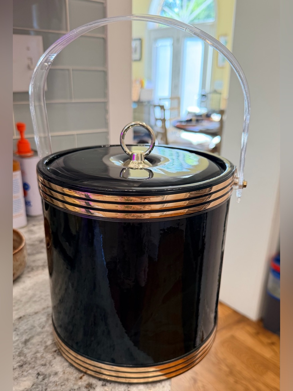 Green and Gold Vintage Ice Bucket